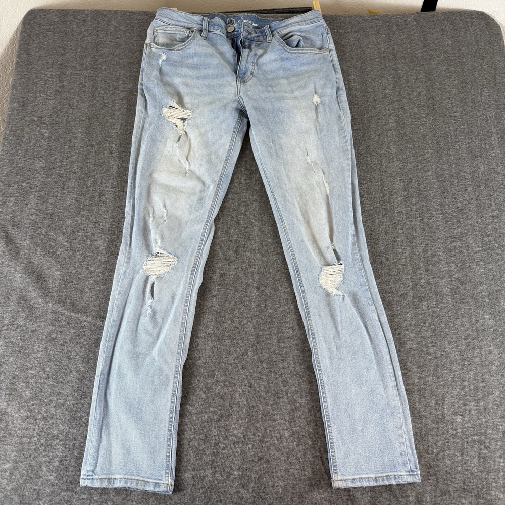 Light Blue Distressed Men’s Jeans - Brand Not Visible